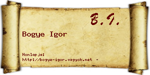 Bogye Igor névjegykártya